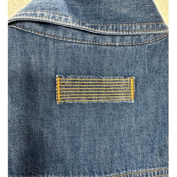 Versace Blue Denim Long Sleeve Pearl Snap Yellow Versace Logo Shirt 41 / Medium - Picture 11 of 16